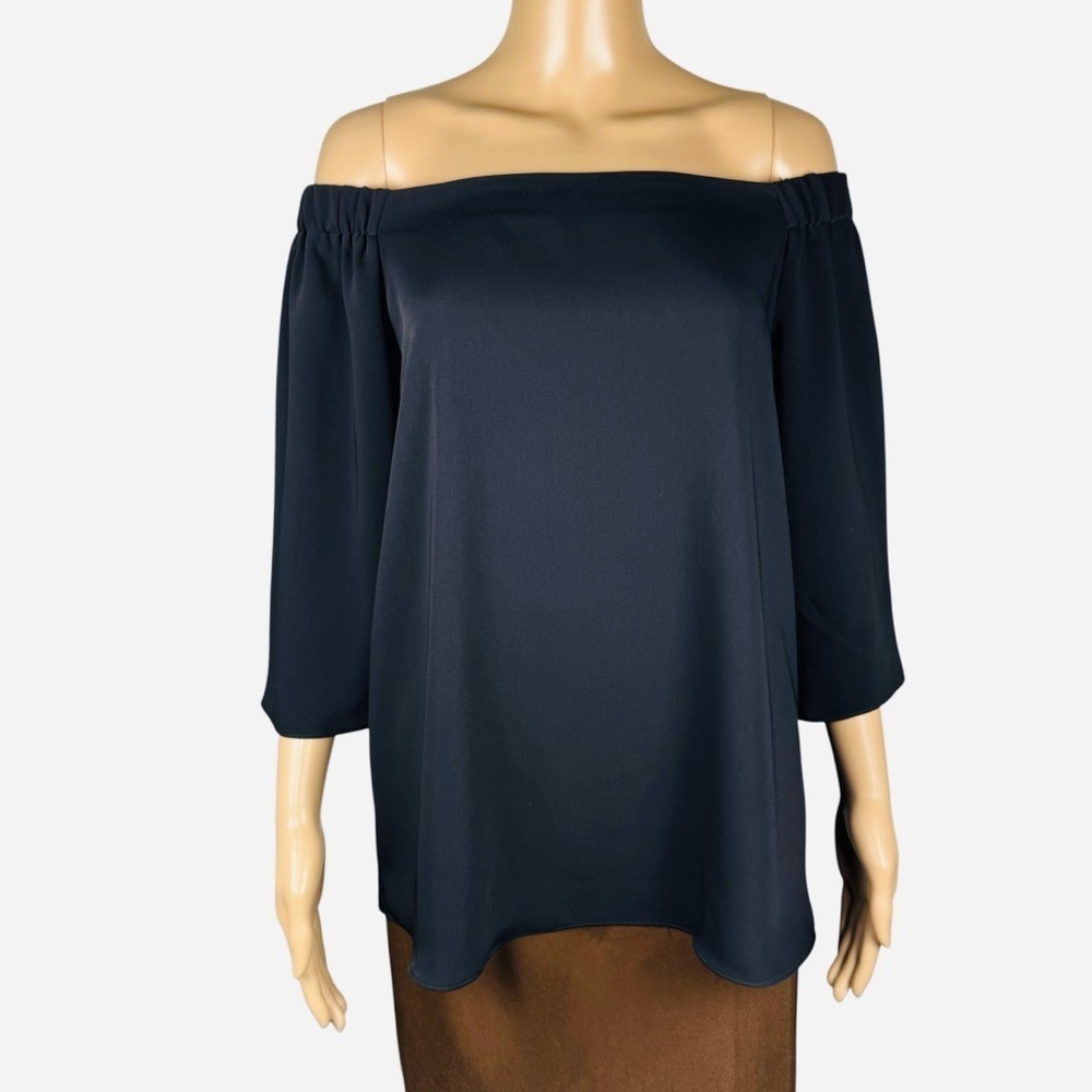 NWT New $194 Lola & Sophie Off Shoulder 3/4 Sleeve Black Top Size S